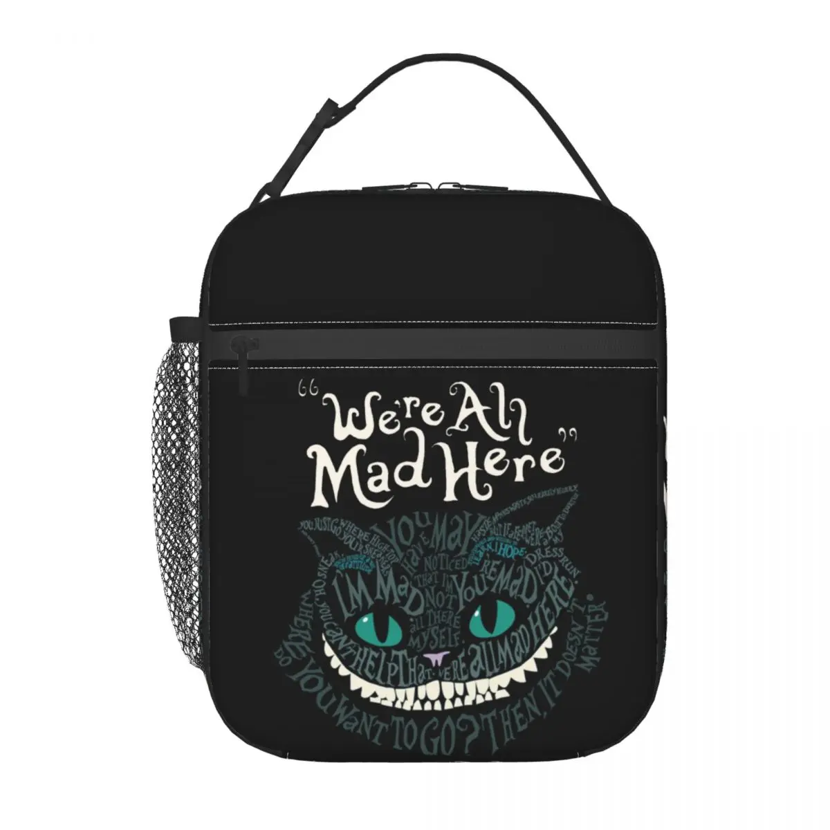 Custom Cheshire Cat Insulated Lunch Bag Alice Wonderland Thermal Cooler Food Lunch Box Outdoor Camping Travel Portable Tote Bags