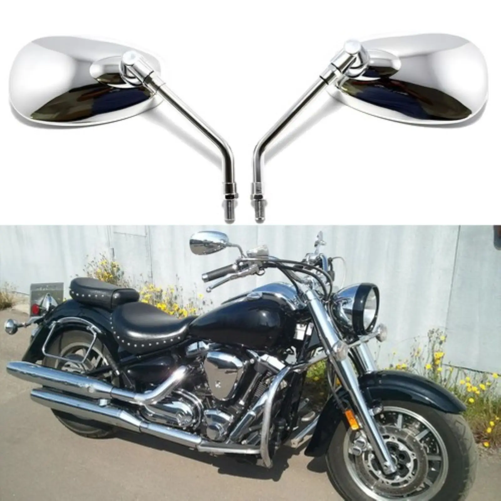 

Для Yamaha XV 1700 Road Star хромированные боковые зеркала заднего вида для мотоцикла 10 мм, новые