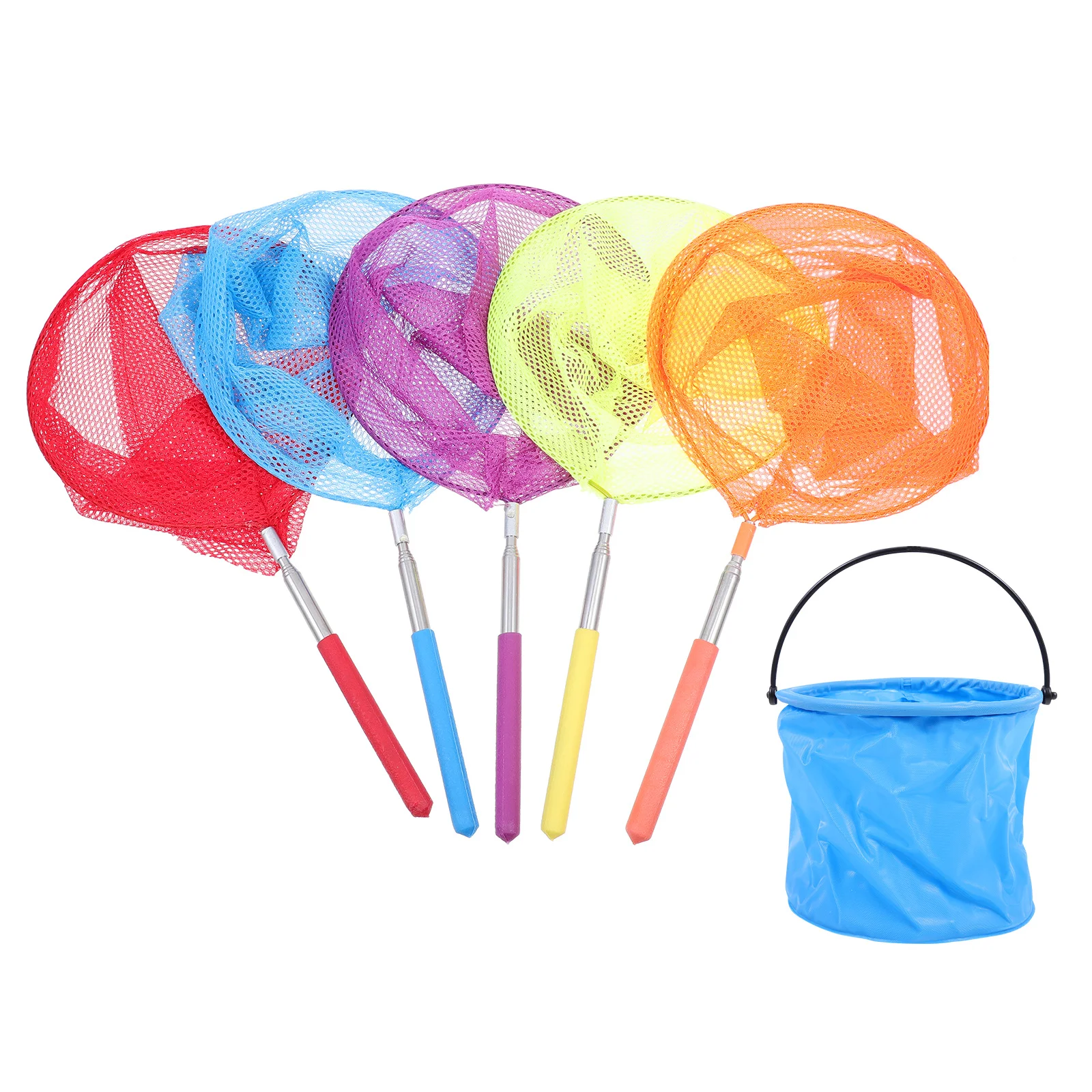 1 مجموعة شبكات اصطياد الحشرات تلسكوبي الفولاذ المقاوم للصدأ القطب النايلون شبكة صافي للأطفال علة الماسك في الهواء الطلق فراشة الصيد أداة #4