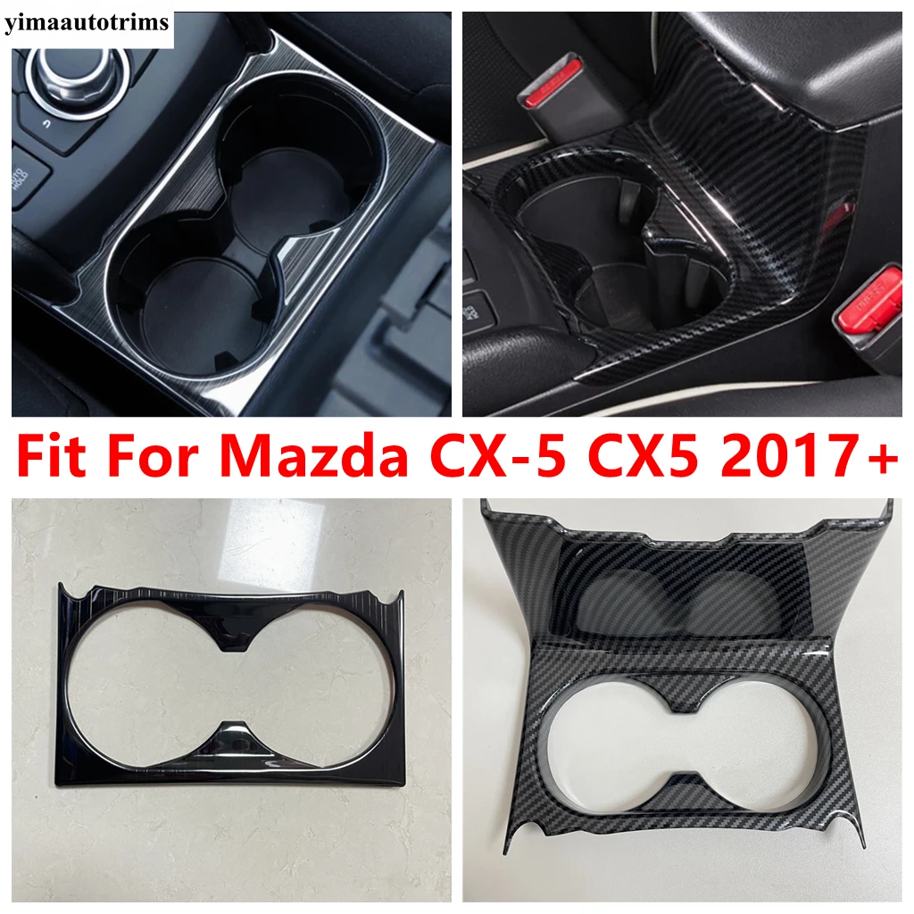 

Central Console Water Cup Holder Panel Decoration Cover Trim For Mazda CX-5 CX5 2017 - 2024 Carbon Fiber Interior Accessories