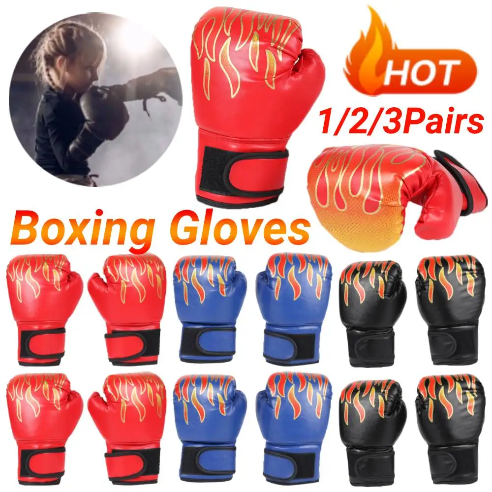 3/2/1Pair Kids Boxing Gloves Punching Mitts Karate Kickboxing Gloves Professional Sanda Muay Thai Fighting Gloves for Boys Girls