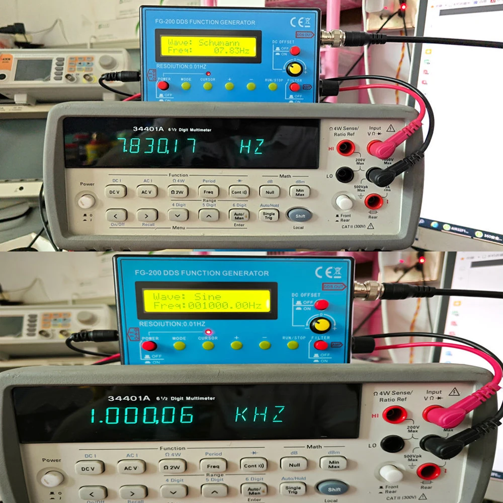 FG-200 DDS 기능 신호 발생기 주파수 카운터 0.01Hz - 500KHz 신호 소스 모듈 사인 + 사각 + 톱니파 파형
