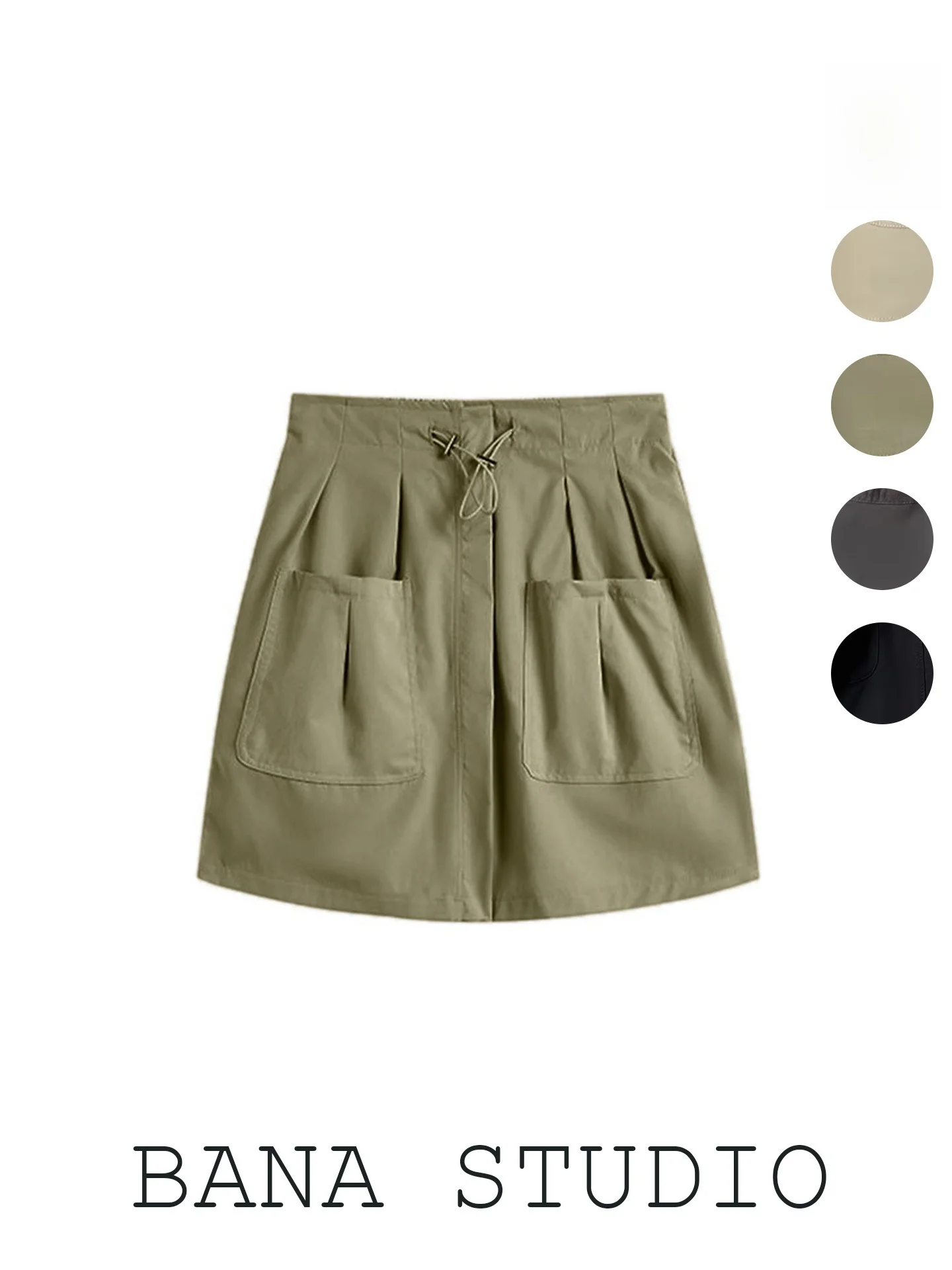 Green A-Line  Skirt Women's High Waist Drawstring Pocket Casual Style Commute City Walk Travel Shopping Summer 2026