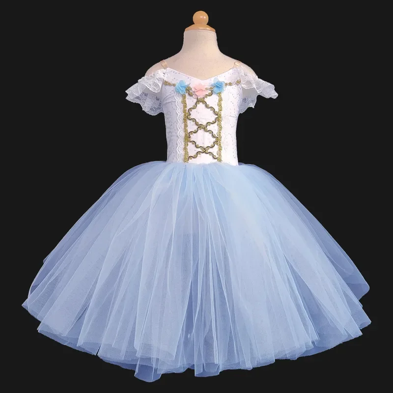 Blue Professional Ballet Costume Classic Ballerina Ballet Tutu Child Kid Girl Adult Princess Tutu Dance Long Ballet Dress