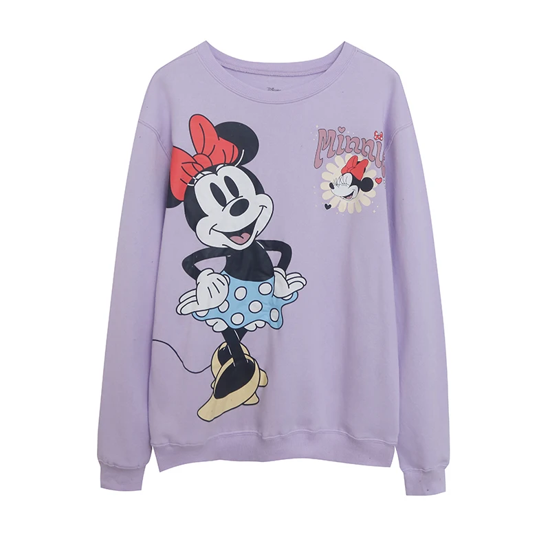 

Fashionable round Neck Long Sleeve Hoodie Youthful Slimming Loose Fit Fleece Lined Cartoon Print Comfortable Winter Sweatshirt