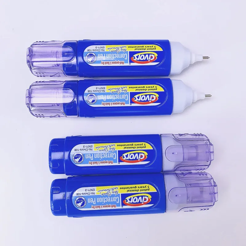 4 Pack Correction Fluid White Out Quick Drying Smudge Proof Non Toxic For Paper Office School Supplies