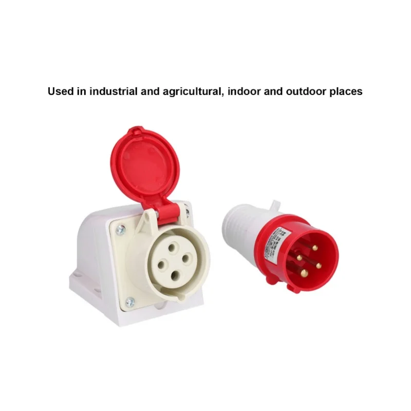 موصل قابس صناعي 3 المرحلة 4 دبوس مقاوم للماء سطح جبل مجموعة مقابس 380V415V 16A 3P + E #6