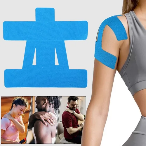 Imagen 2 del producto Cinta de kinesiología para hombro precortada, cinta de hombro, impermeable y transpirable, mejora la cinta deportiva elástica para soporte del dolor