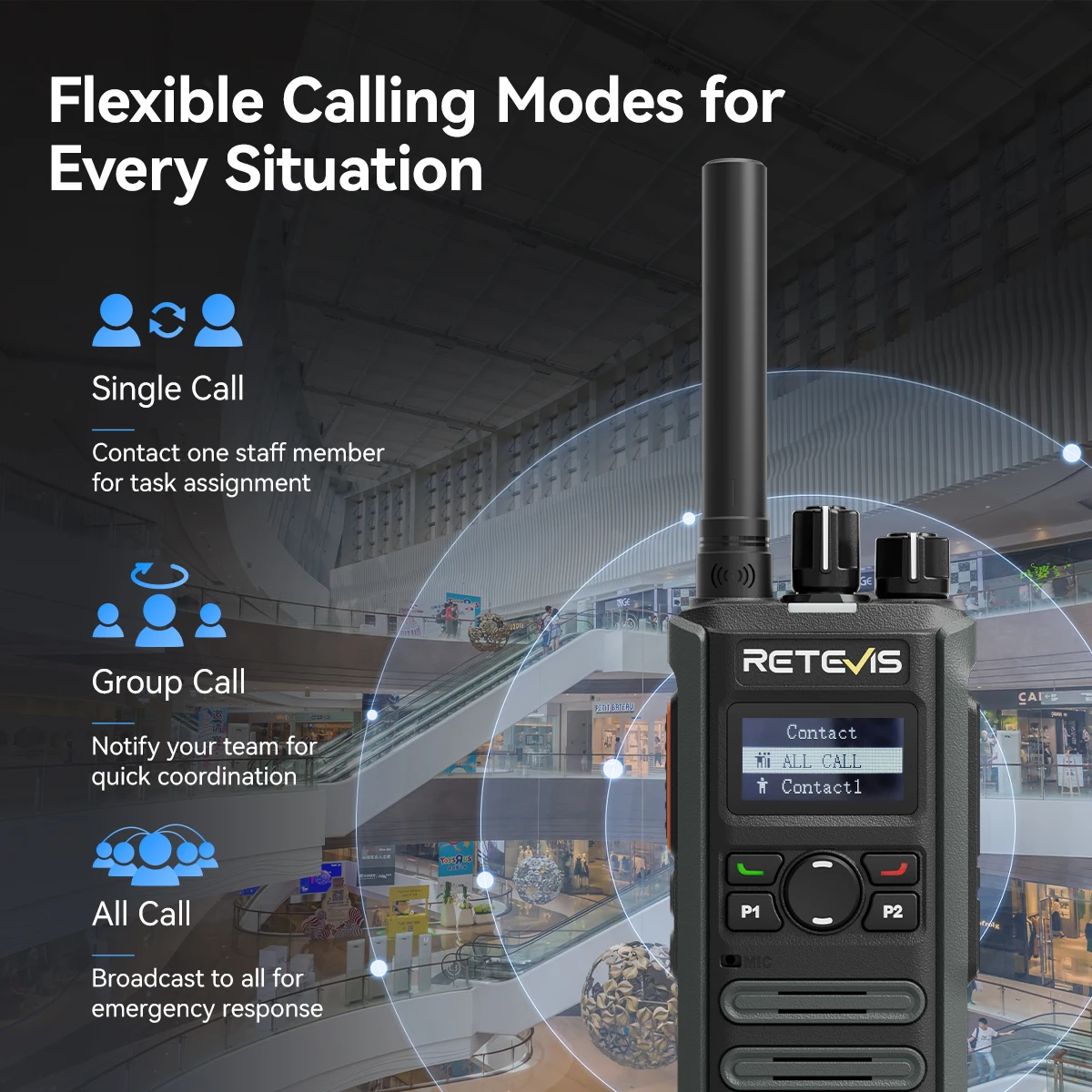 Retevis P3 DMR Zwei-Wege-Radio, schnelles Aufladen, lange Akkulaufzeit, kompaktes, stilvolles, sicheres Walkie-Talkie für Hotels, Schulen, Einzelhandel – Detail 2