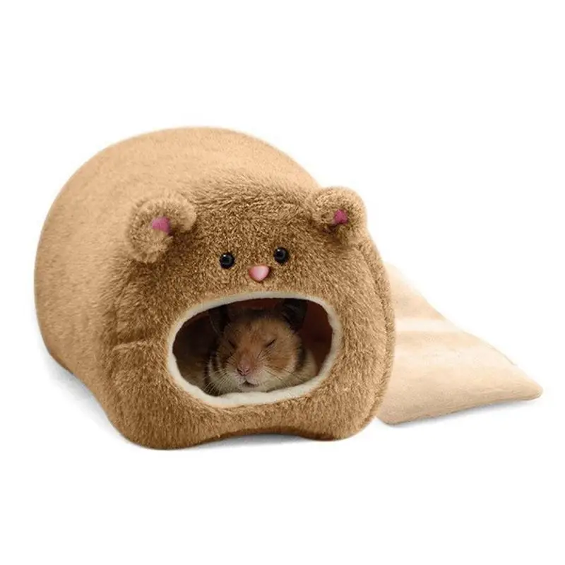 Rats Hamster Winter Warm Hanging Cage Hammock Cute Bear House with Bed Mat for Small Furry Animals-A27I