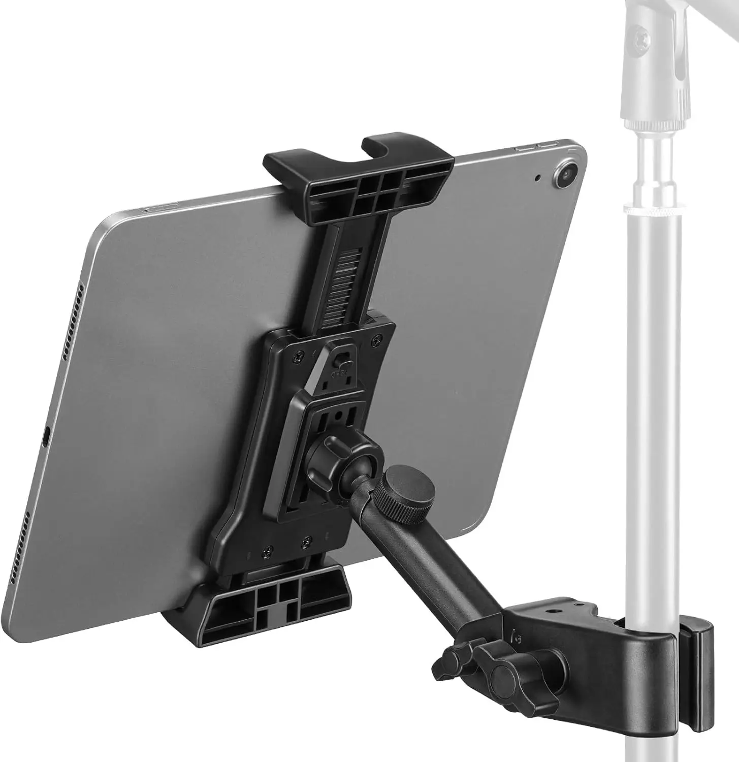 

Adjustable Tablet Holder for Mic Stand, Fits 4.7-13.5" Devices, Easy Install, 180° Rotation
