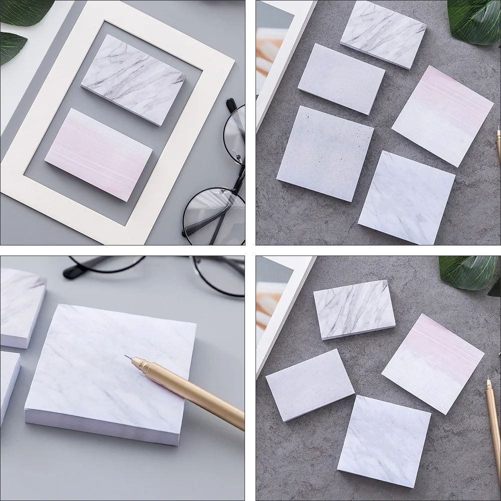 

12Pcs Marble Texture Memo Pads Creative for Office Study Students Personalized Message Notes Adhesive Paper Notepad