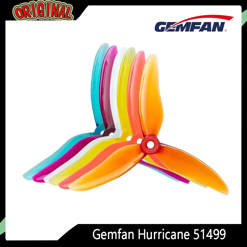 

Gemfan Hurricane 51499-3 2 пары 5-дюймовых реквизитов с 3 лезвиями — CW/CCW, высокоскоростные детали для гонок FPV