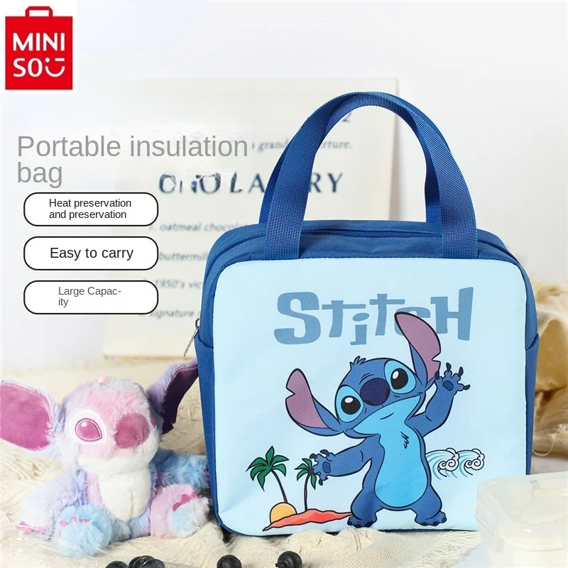 

Изоляционная сумка MINISO Disney, Студенческая сумка из нейлона для хранения, с мультяшным принтом ститча, высокого качества