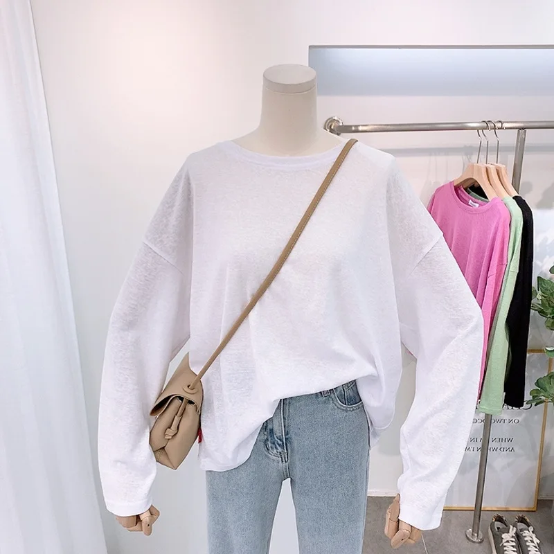 

Long Sleeved T-Shirt For Spring And Summer, Versatile, Thin And Loose Base Top
