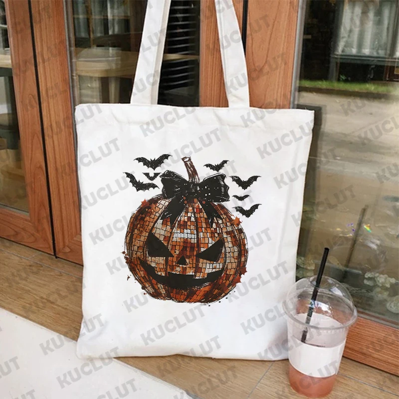 

Funny Halloween Party Tote Bag for Women Canvas Handbags Fashion Casual Women Shoulder Bag Spooky Season Pumpkins Graphic Bag