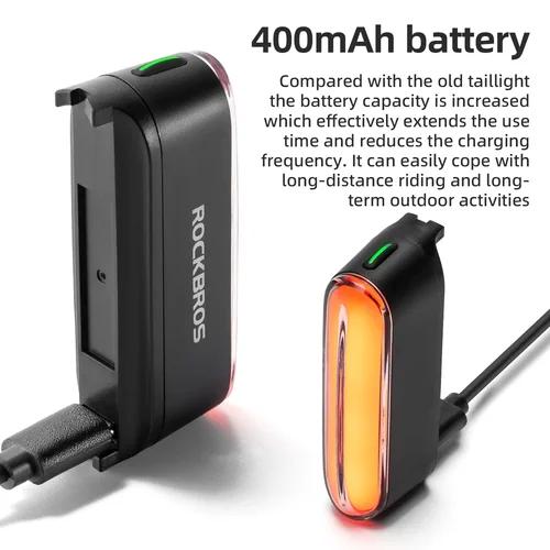 Imagen 2 del producto ROCKBROS-luz trasera de bicicleta inteligente, luz trasera magnética, 7 modos, LED, equipo de conducción nocturna, Sensor de freno inteligente