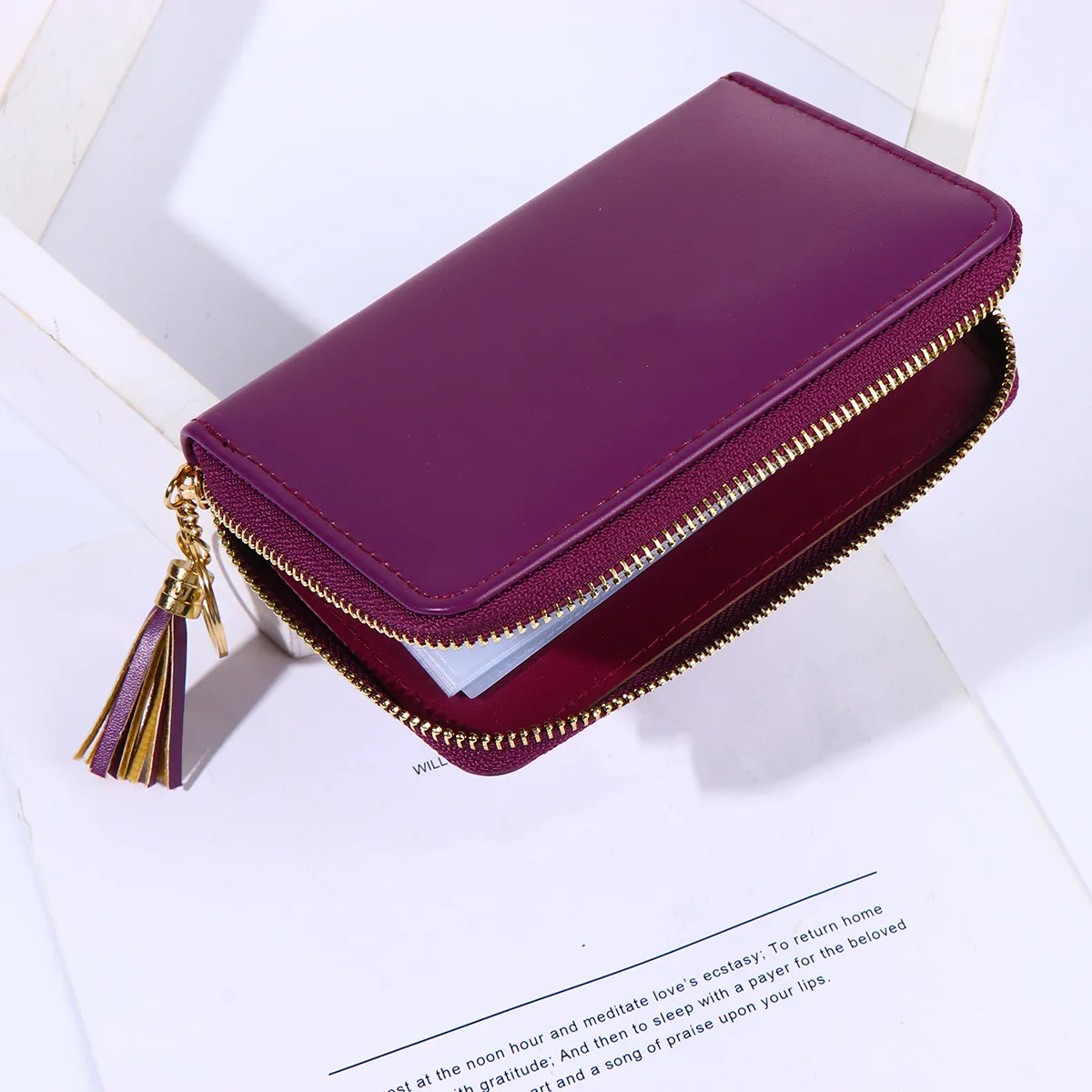 

Сумка-органайзер для трафаретов для дизайна ногтей с застежкой-молнией, премиум-класса, фиолетовая, для женщин