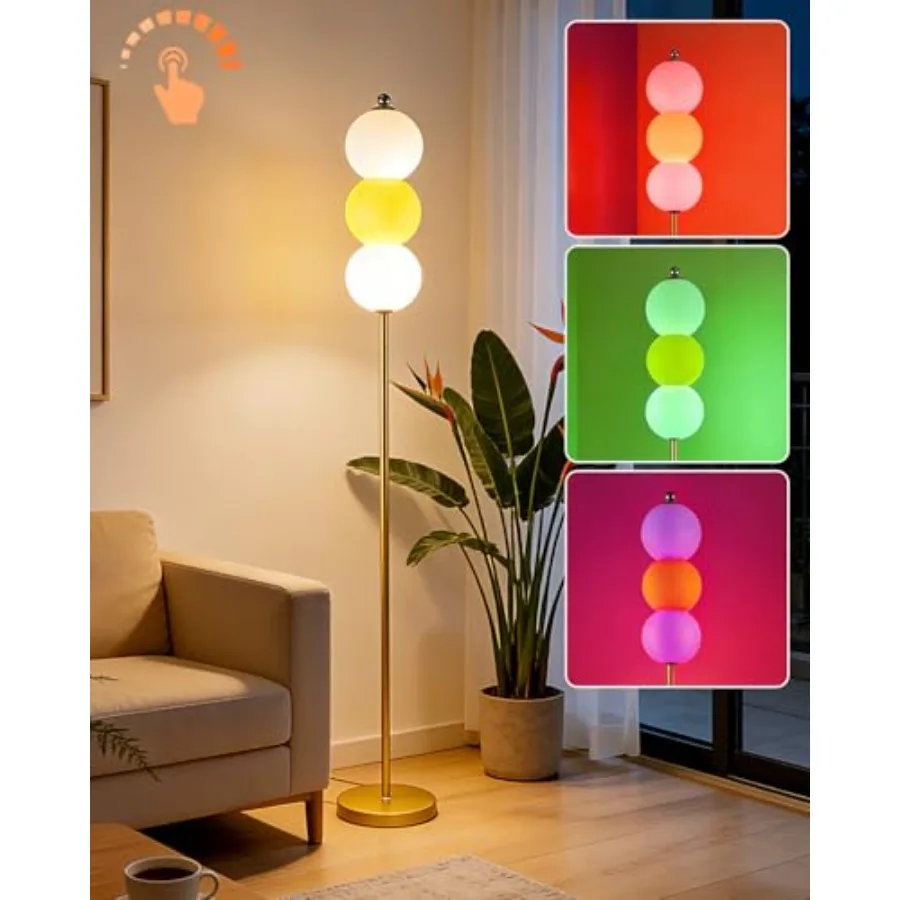 

RGB Floor Lamp with Touch Control Dimmable Globe Modern Standing Lamp RGBand3000K Color Changing LED Floor Lamp Ambient Lightin