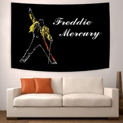 Freddie Mercurys Flag Rock Music Wall Hanging Tapestry Cartoon Queen Legendary Singer Home Decor Wall