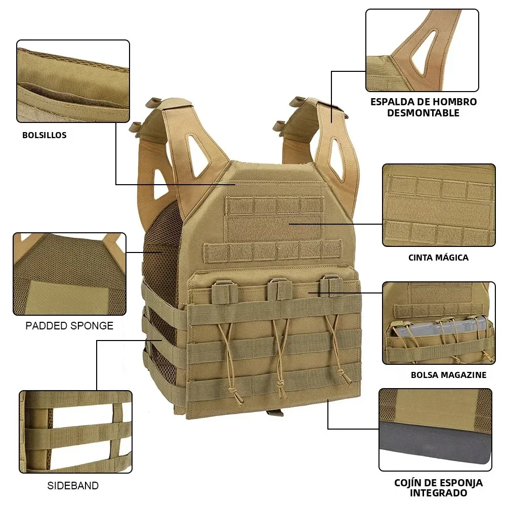 SINAIRSOFT Chaleco táctico MOLLE JPC – Portaplacas airsoft - imagen 3