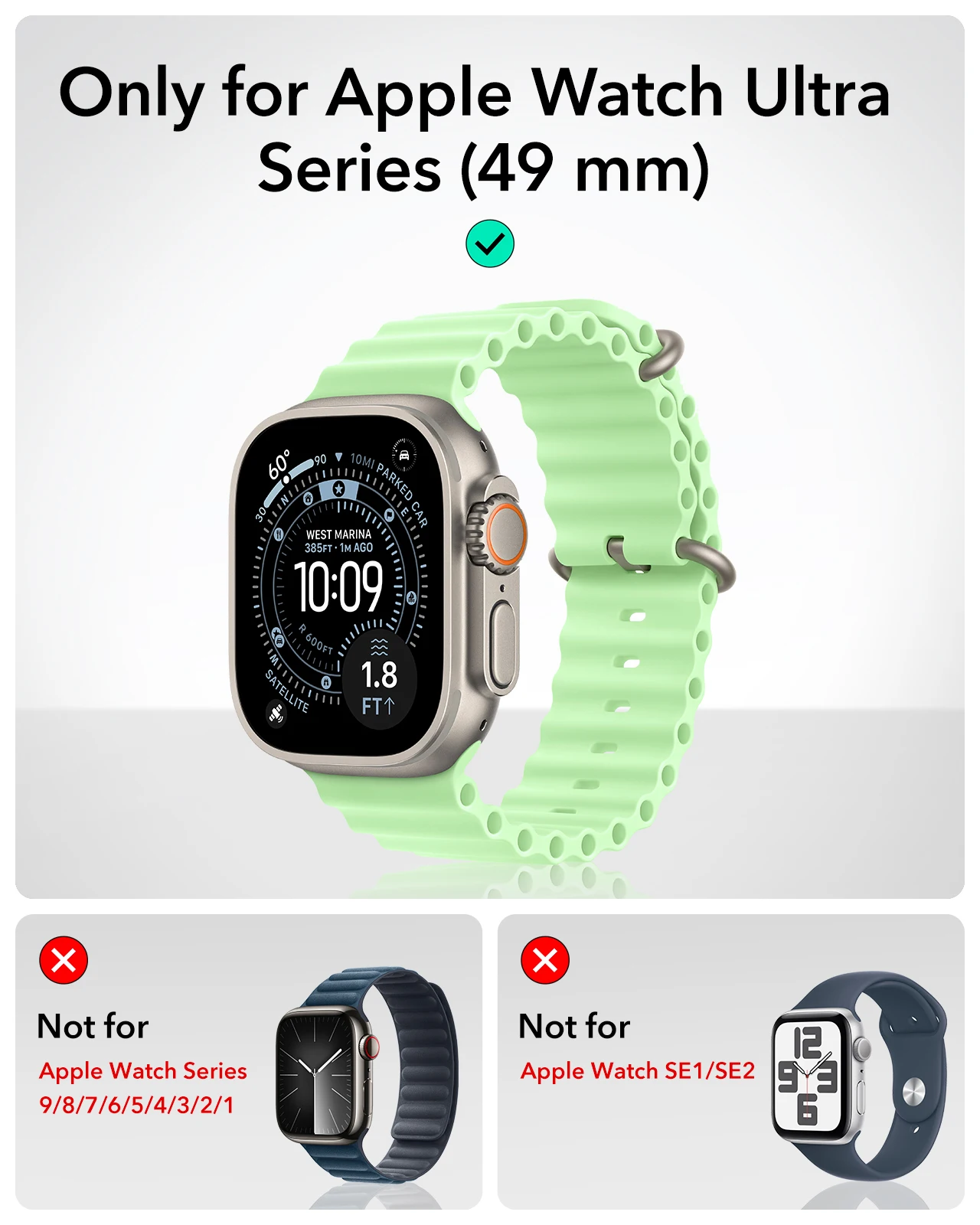 ESR Apple Watch Ultra 4/3/2/Ultra (2026/2025/2024/2023/2022) – obudowa z aluminium o średnicy 49 mm wraz z zestawem 2 sztuk ochronnych szybek Armorite. — zdjęcie produktu 2