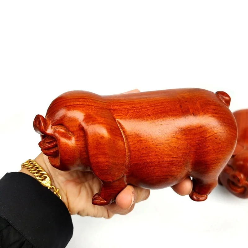 

Ebony Wood Carving Male and Female Pig Ornaments Handicrafts Zodiac Home Living Room Ornaments Decorative Mahogany Gifts