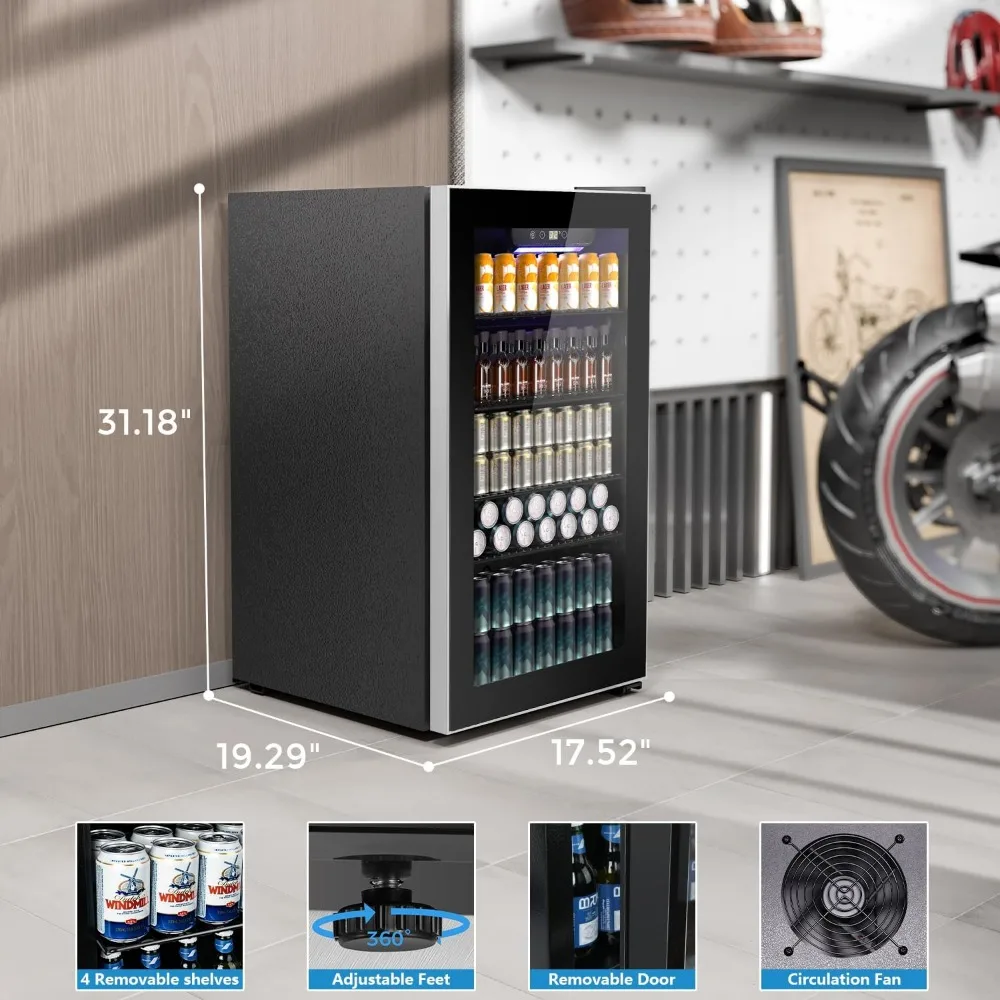 Refrigerador y enfriador de bebidas, Mini nevera de 130 latas, pequeño enfriador con pantalla Digital 32 ~ 61 °F