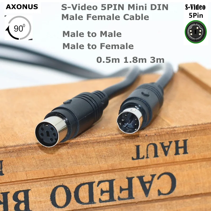 Suitable For Audio, AT Keyboard, Mouse Connection With 90 Degree Mini DIN 5Pin S-Video 5p Bend Male and Female Cables