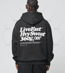 Trendy Brand Retro Oversized Sweatshirt Street Harajuku Gothic Punk Style Letter Print Hoodie Men Hip-hop Loose Casual Clothing