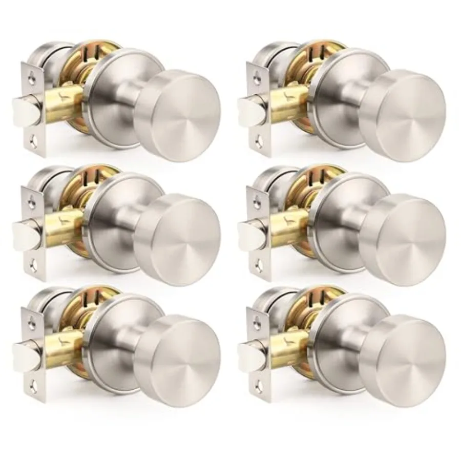 

Pack Interior Door Knobs, Reversible Non-Locking e Door Knob, Keyless Round Doorknob for Hallway and Closet