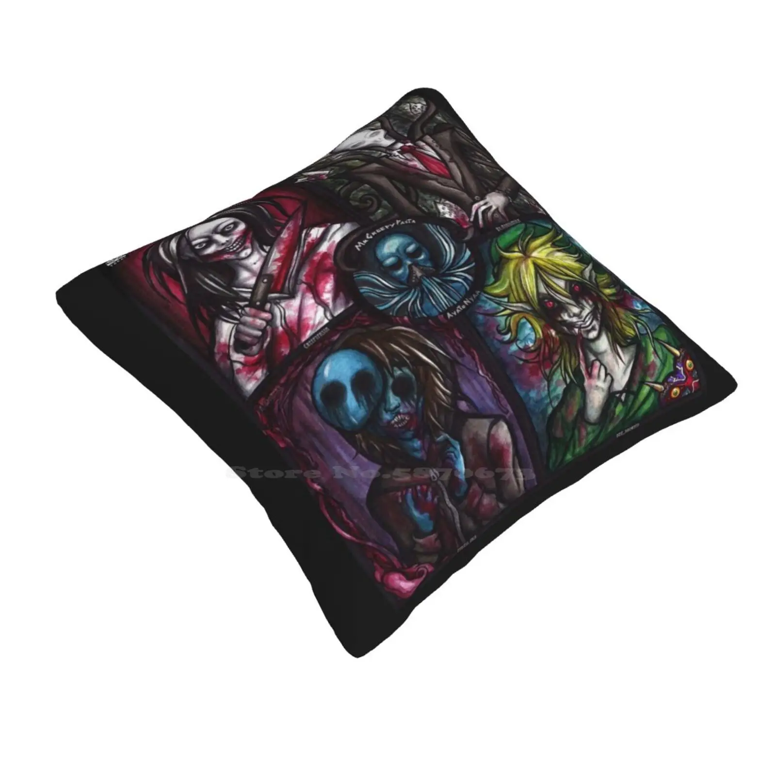 Creepypasta Home Sofa Car Cushion Cover Pillowcase Creepypasta Horror Slenderman Jeff The Killer Eyeless Jack Ben Drowned Ghost