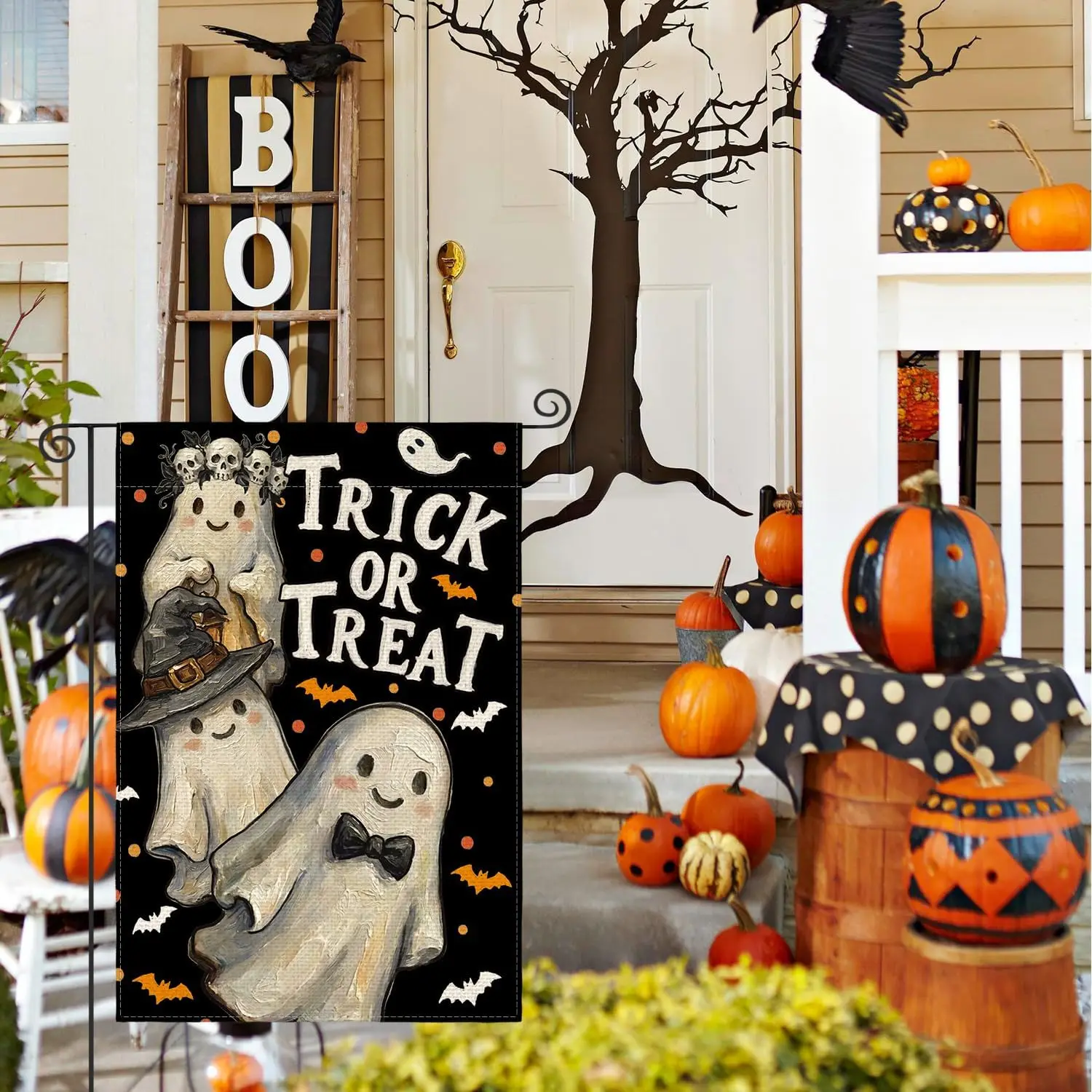 AVOIN colorlife Ghost Halloween for Outside Garden Flag 12x18 Inch | Double Sided, Weather & Fade Resistant, Yard Outdoo uui