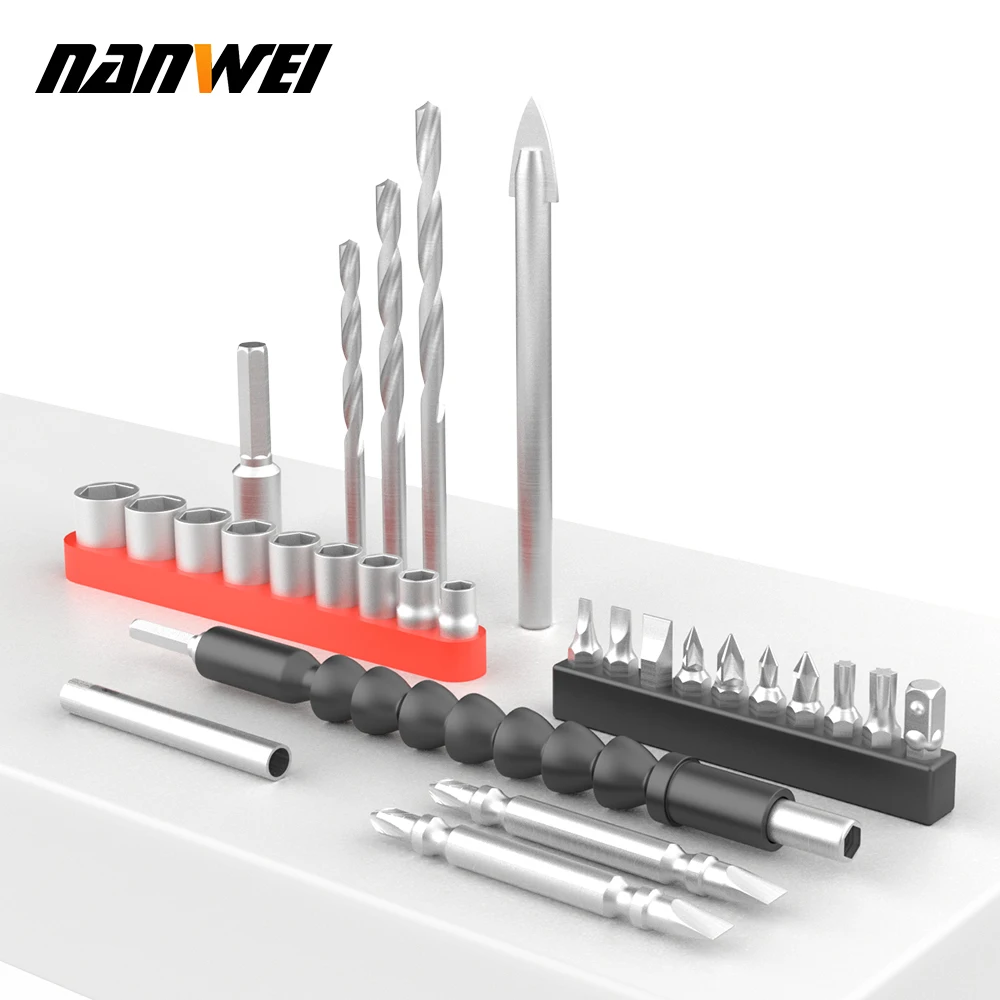 NANWEI 21V Cordless Brushless Screwdriver Electric Screwdriver impact 80Nm Multi-function Mini Drill For House Renovation