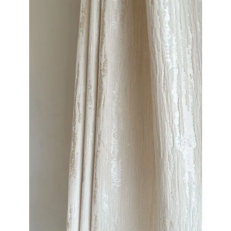 Gilded French Style Cream Style High-precision Jacquard Wood Grain Chenille Curtains Living Room Bedroom Balcony Curtains