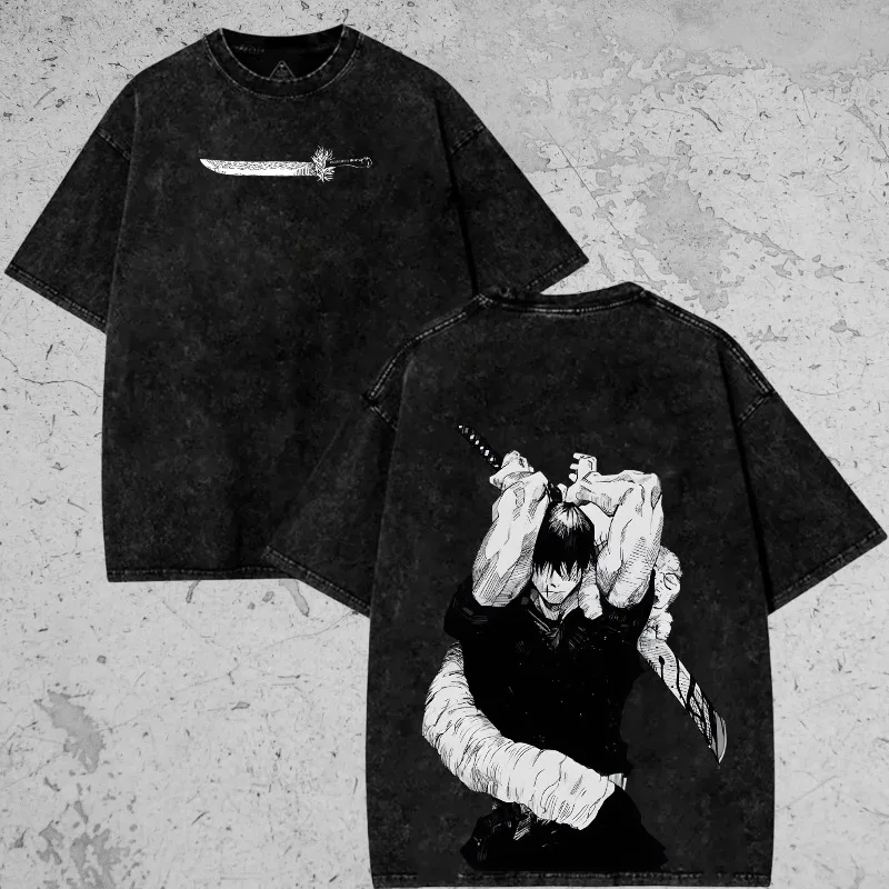 Camiseta Oversize Toji Katana, Camiseta Vintage Toji Fushiguro Lavada, Camiseta JJK, Camiseta con Gráfico de Anime, Camiseta de Regalo de Anime
