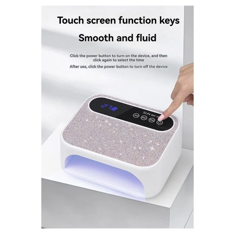 UV LED Rechargeable Nail Lamp 128W With LCD Screen 3 Timer Settings For Manicure Nail Art Tool US Plug