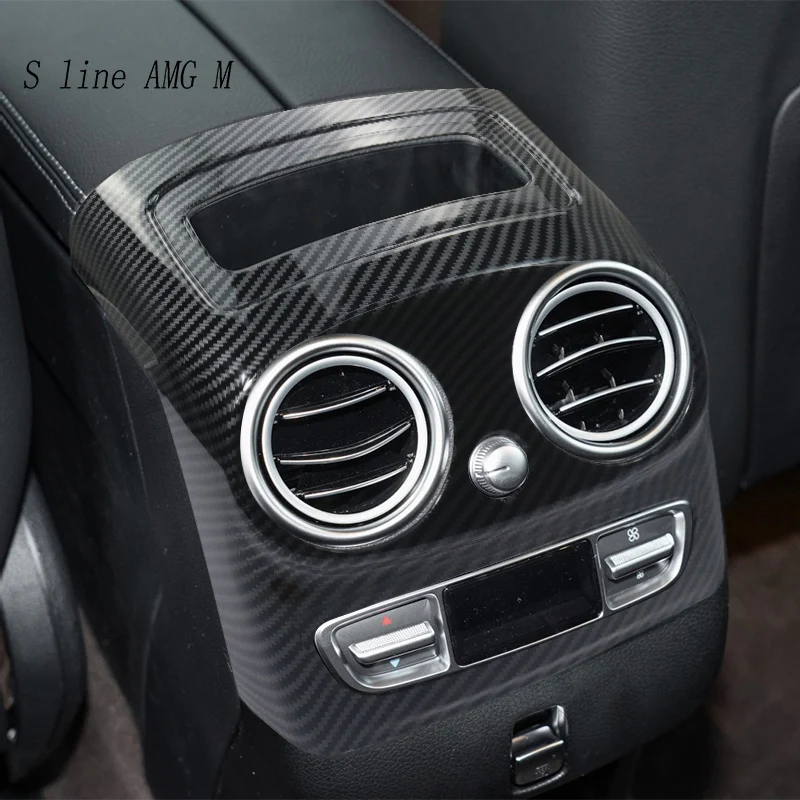 For Mercedes Benz GLC X253 W253 C253 2019-2022 Car Rear Armrest Box Air Conditioning Outlet Cover Frame Carbon fiber Accessories