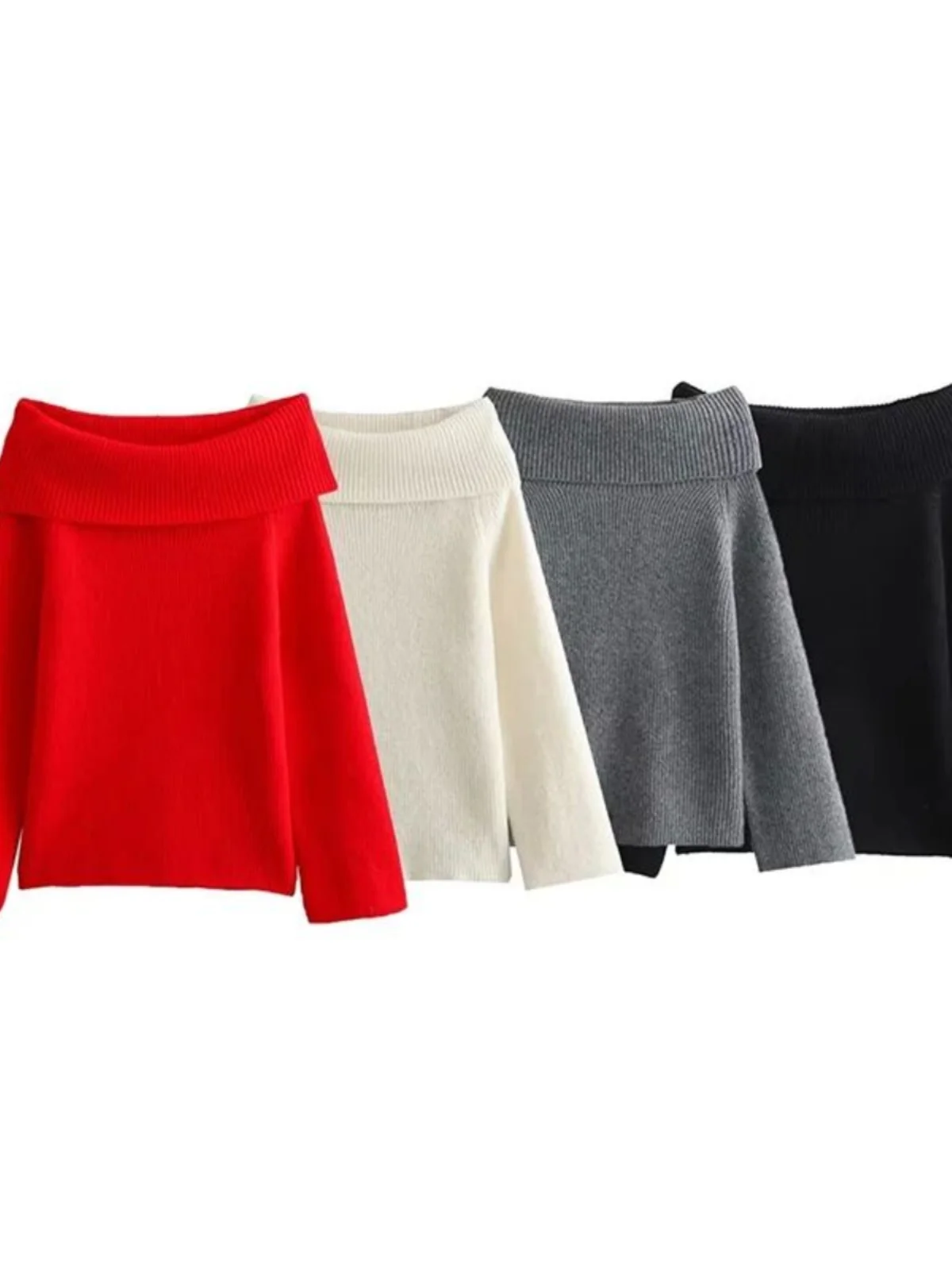 

Faionable oulder Loose Sweater Women's One-oulder Oversized Sli Knitwear Street Sle Long Sve Color