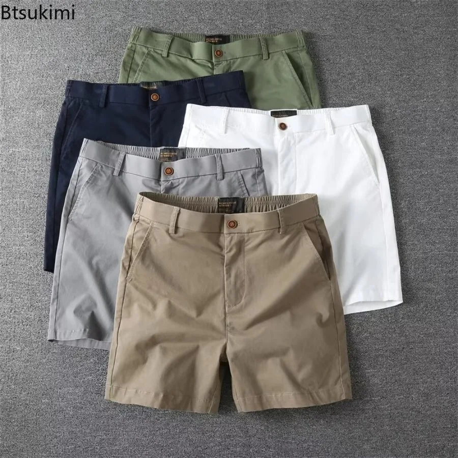 

Men's Summer Casual Shorts Pure Cotton Solid Color Stretchy Straight Pants Trendy Hight Waist Elastic Waist Quarter Beach Pants