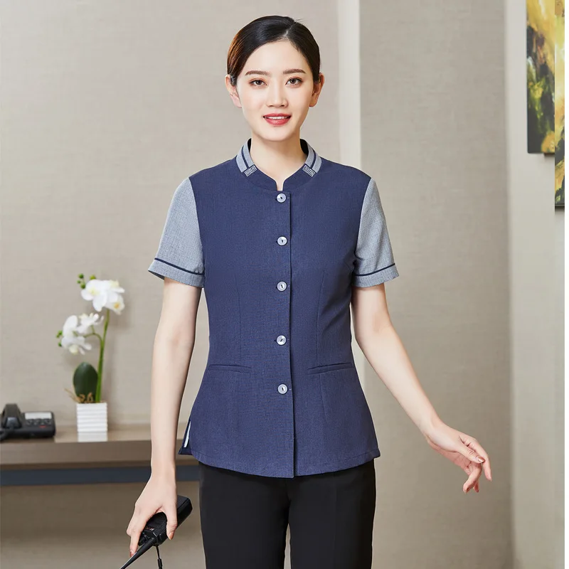 

Work Clothes Short Sleeve Spring and Summer Women's Room Attendant Property Hotel Floor Cleaning Aunt