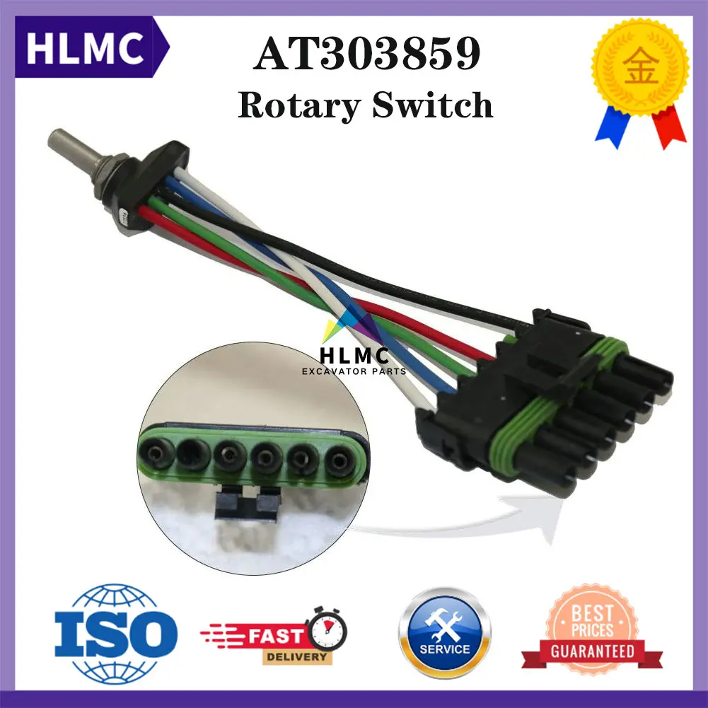 Excavator Parts Rotary Throttle Knob Switch for Deere All Series 26YY50084 AT303859 670B   670C 670D 672G 770B 770C 772G