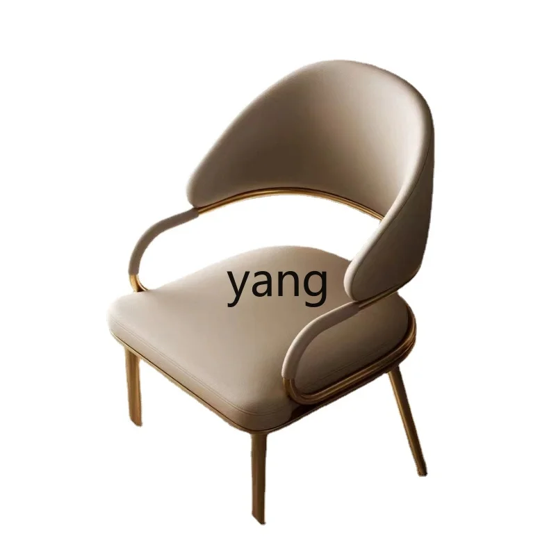 

LTT Minimalist Home High-End Stainless Steel Leather Villa Dining Chair Double Armrest Negotiation Desk Chair