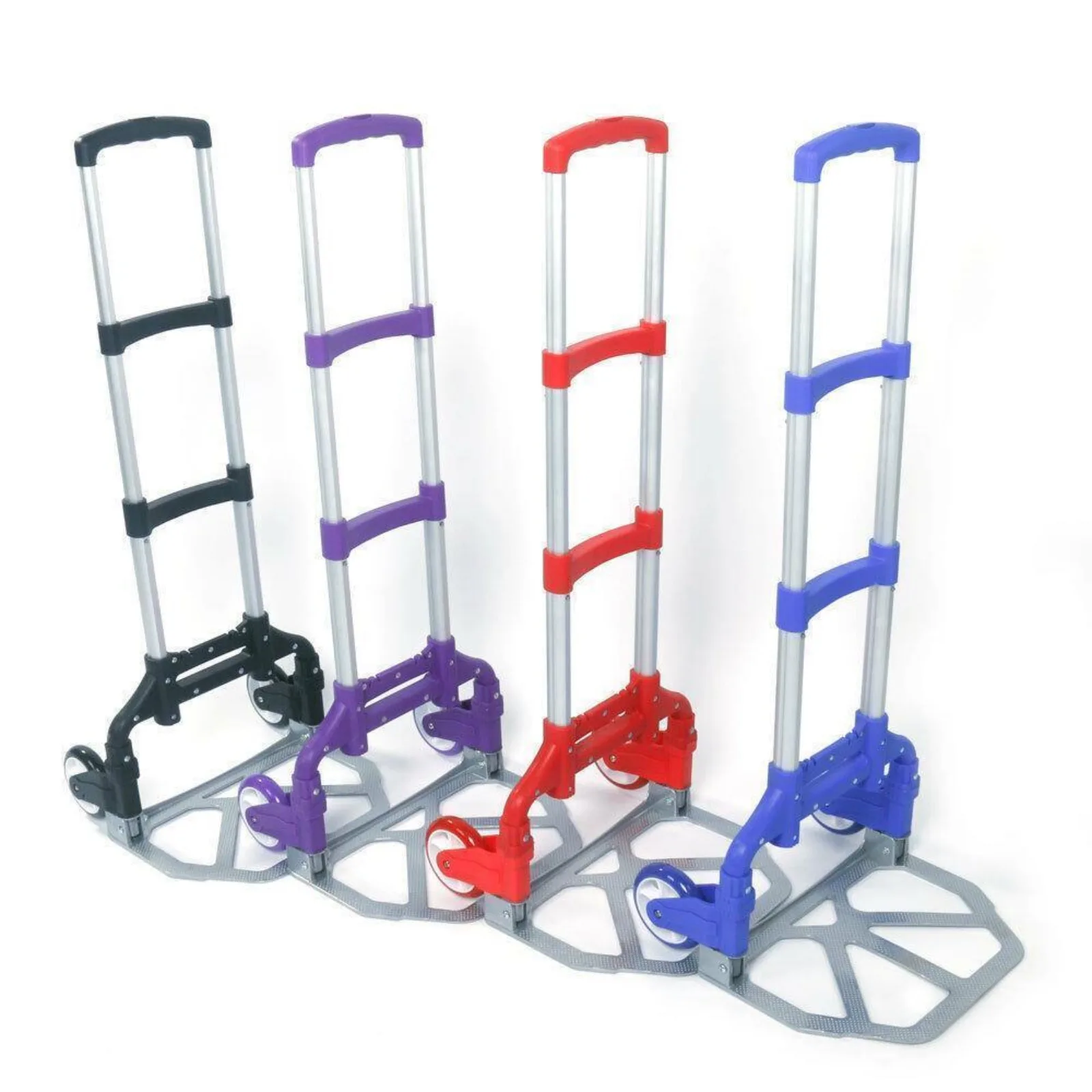 US 4 Colors Aluminium Luggage Cart Folding Dolly Push Truck w/ Telescoping Handle