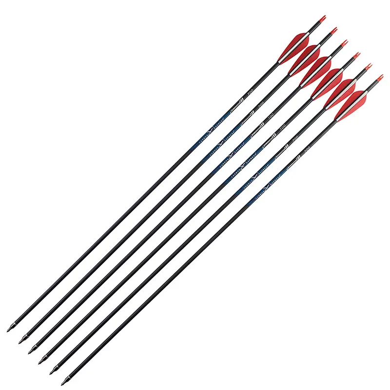 6/12/18pcs ID6.2mm 30/32 Inch Pure Carbon Arrow 3 inches Plastic Vanes Spine300-800 Archery Recurve/Compound Bow Hunting