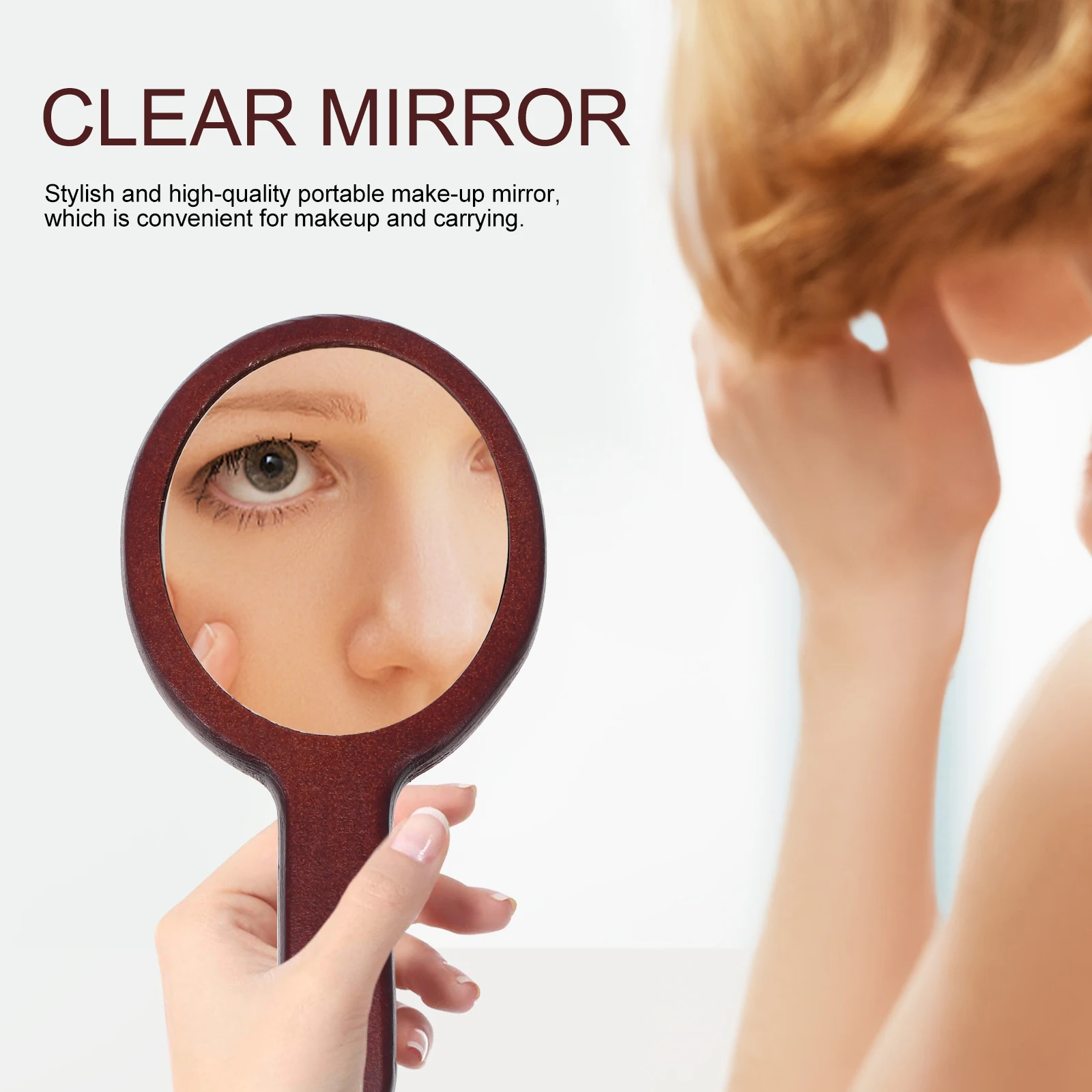 

H held Makeup Mirror Wooden Portable Travel Vanity Bench Accessories Magnifying LED Light Retro Style Compact Mirror