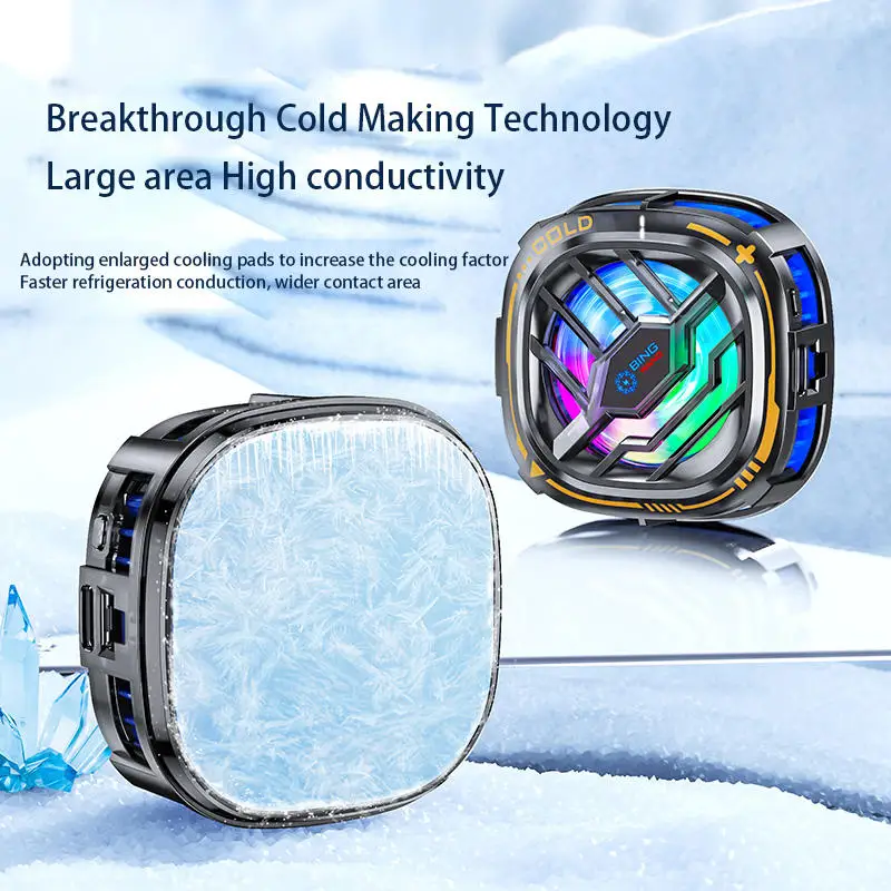 Magnetic RGB Phone Cooler Portable Lightweight Stylish Phone Radiator with Temperature Display Cooling for magsafe Mobile Gaming