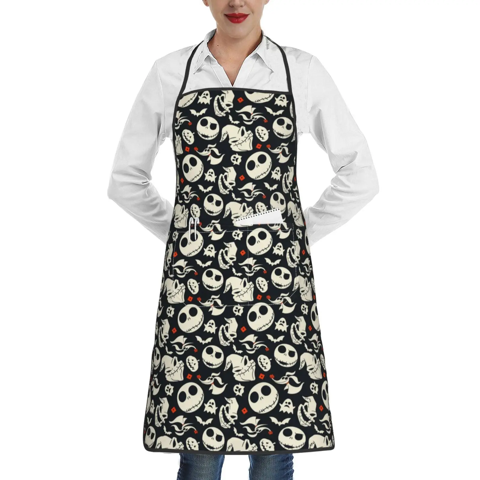 Halloween Sleeveless With Pocket Apron Anti-fouling Apron Home Decoration Sleeveless Hanging Neck Cleaning Bib