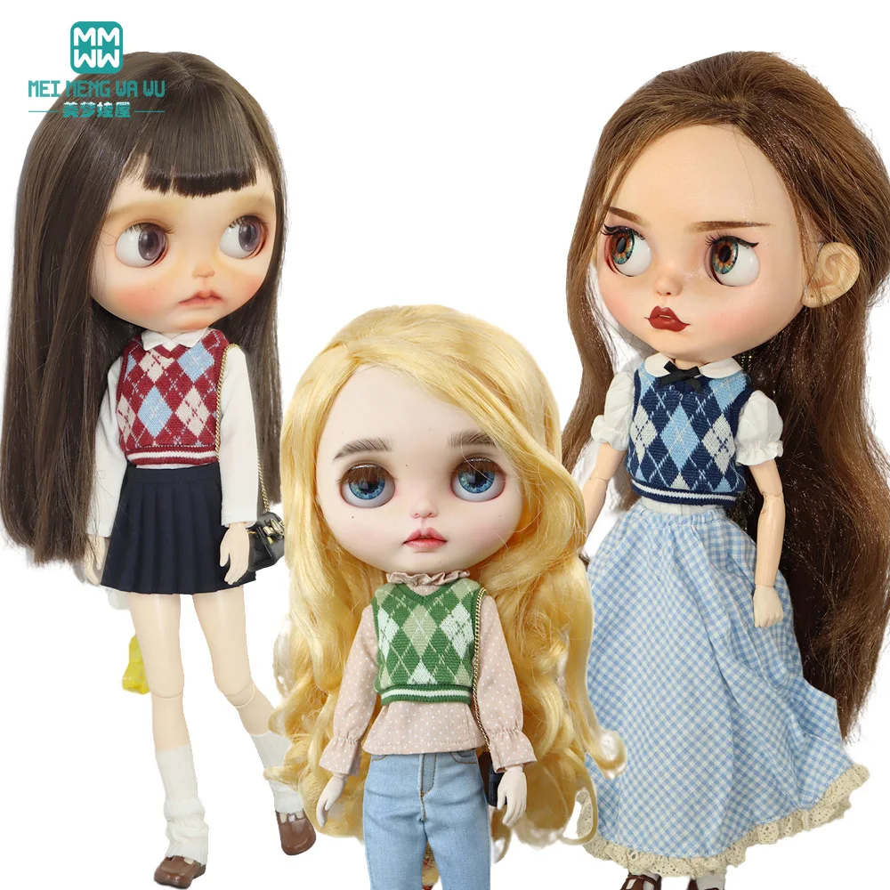 

Подходит для Blyth OB22 OB24 фото модный клетчатый жилет черный, красный, коричневый