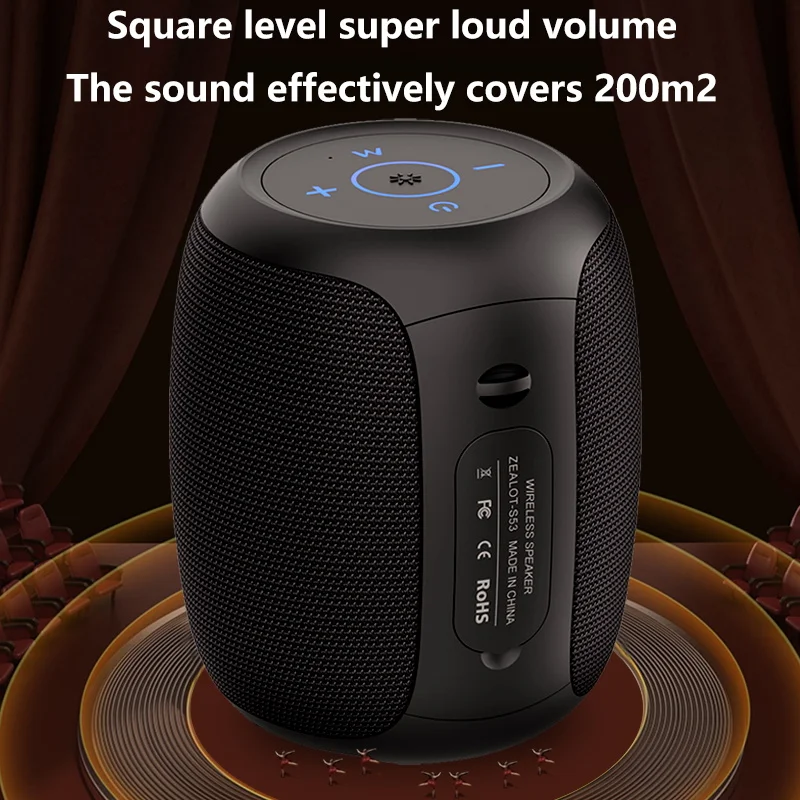 Zealot S53ลำโพงไร้สาย10W ลำโพงซับวูฟเฟอร์แบบพกพาสำหรับกลางแจ้งกันน้ำ IPX 5จับคู่คู่แบตเตอรี่3600mAh